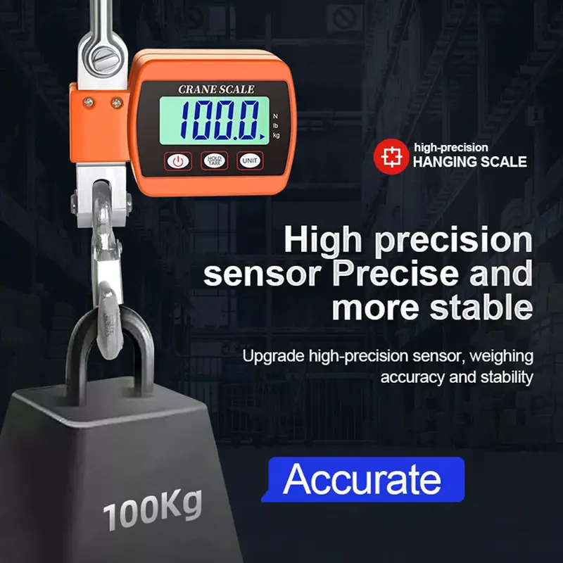 Electronic Hanging Scale Digital Crane Scale Precise Sensor, 0.05/500kg 1100lbs 6