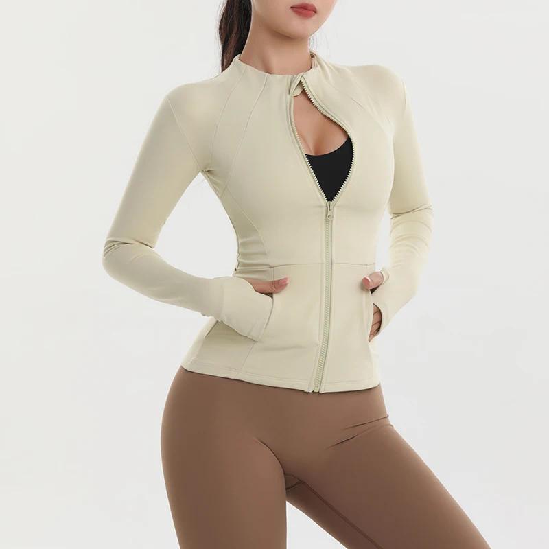 Product Introduction of Casual Women Running Jacket Quick Dry Yoga Sports Clothes Sweatshirt Slim Fitness Zipper Jacket Gym Running Sportswear Coat 3