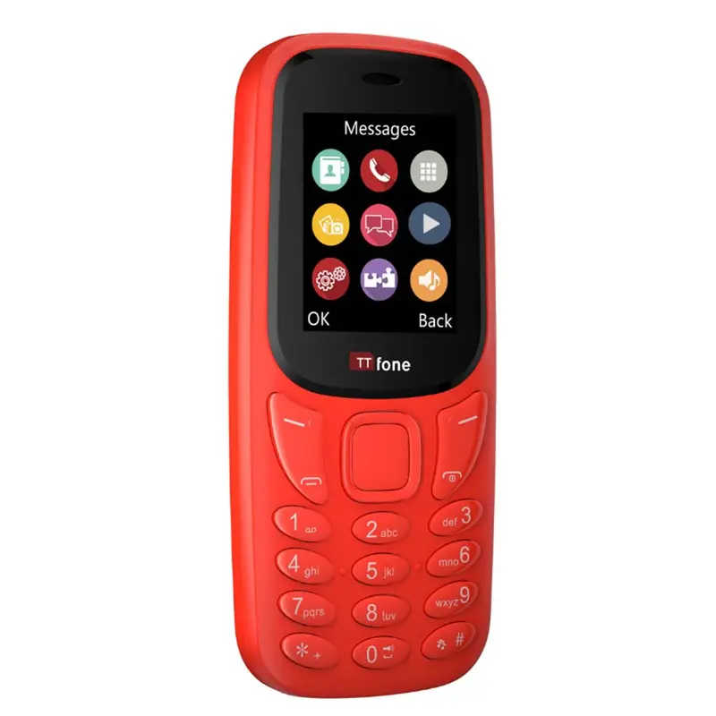 TTfone TT170 Red Dual SIM with Mains Charger, Giff Gaff Pay As You Go 4