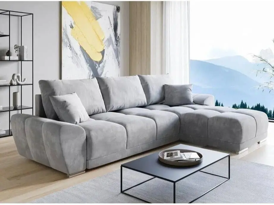 Enzo Velvet Corner Grey Left And Right Arm Sofa Bed With Storage Available In 6 Colors