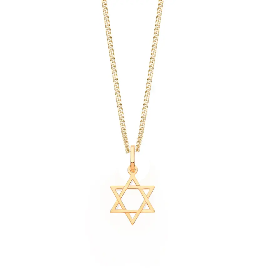 Plain Star of David Necklace In 9CT Yellow Gold