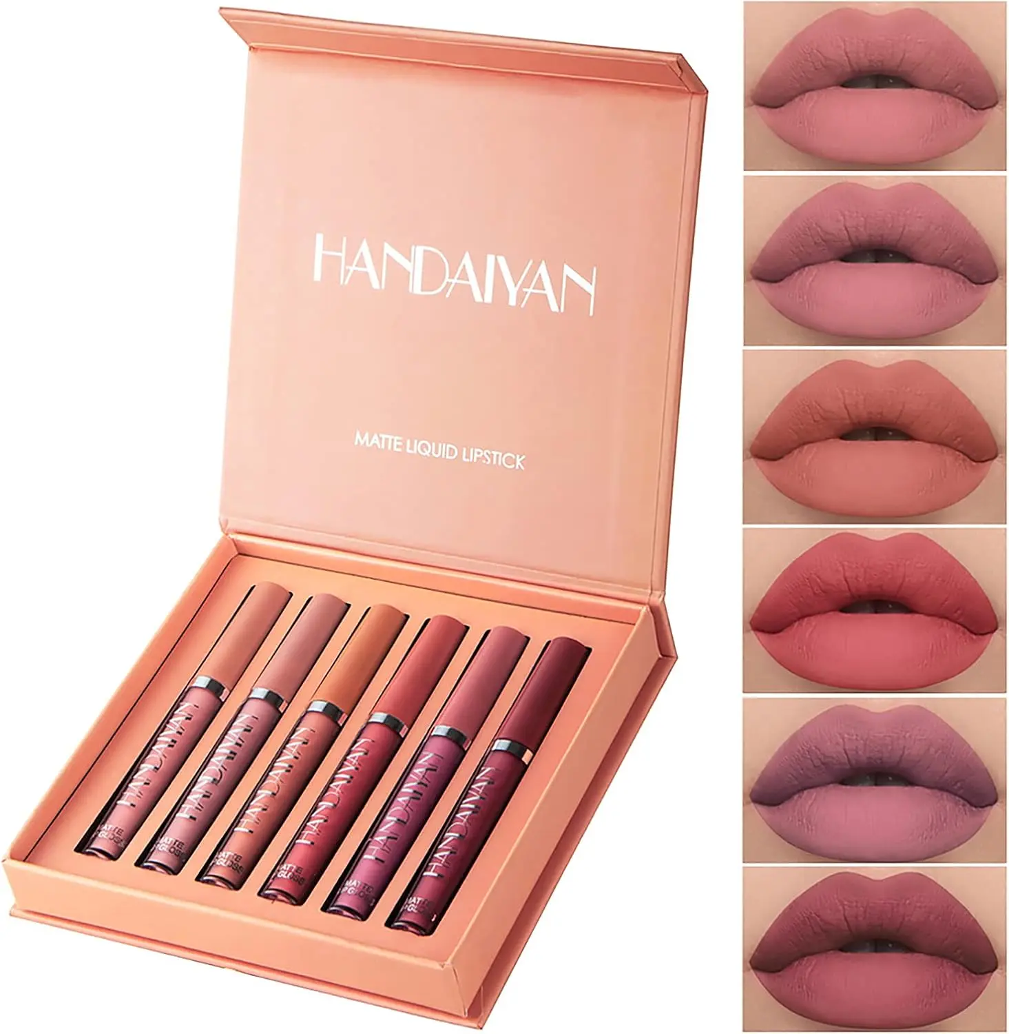 GlowFlare 6PCS Matte Liquid Lipstick Set - Long-Lasting, Waterproof, Non-Stick Cup - 12 Colors - All Skin Types - Great Gift for Women and Girls - Glossy, Gloss