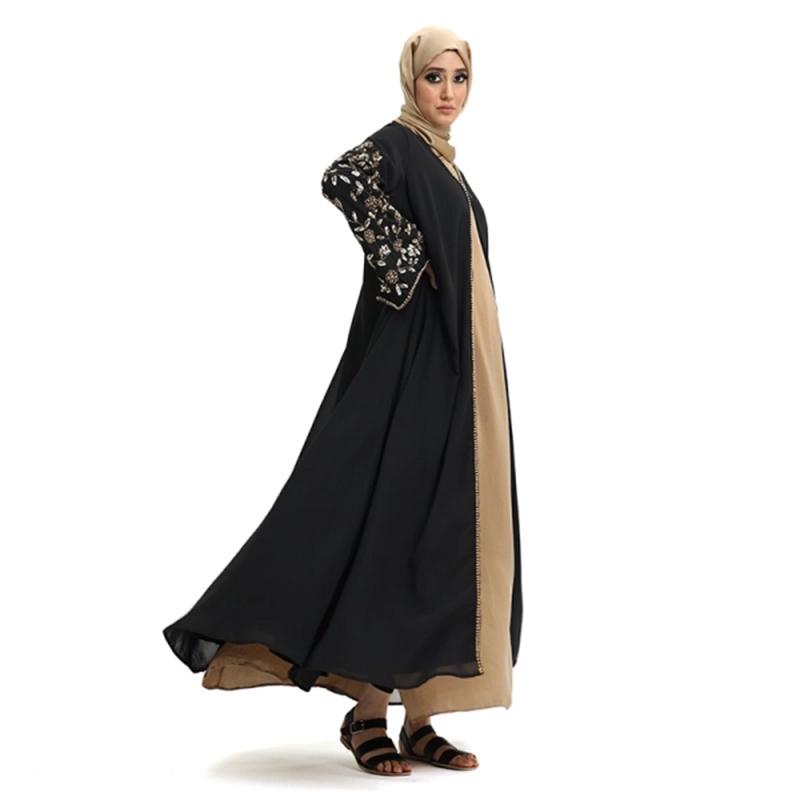 Hina Pearl Chiffon Black Gold Beaded Kimono 4