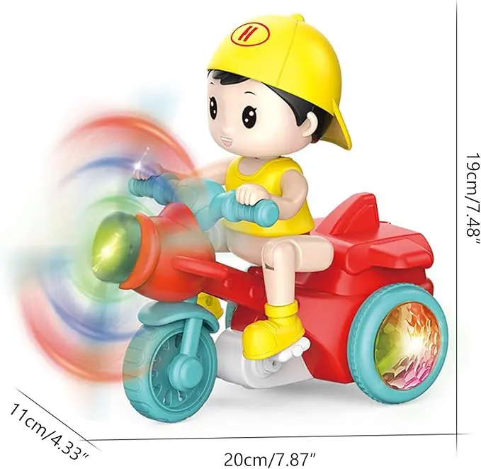 Tricycle Electric 360° Rotation Cartoon Toy Car Music LED Lighting Kids Toy Boy Girl Christmas Gift Electric Tricycle Toy Electric Tricycle Electric Stunt Tricycle 360 Rotation Toy 4