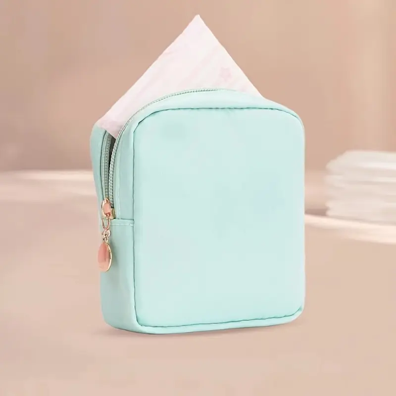 Solid Color Sanitary Storage Bag, Mini Makeup Bag Purse, Small Cute Makeup Bag Cosmetic Zipper Pouch, Portable Travel Storage Bag, Sanitary Napkin Storage Bag, Versatile Storage Clutch Bag For Women 7
