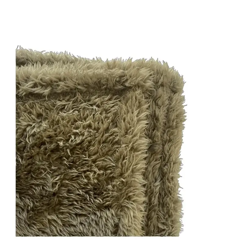 Teddy Bear Blanket Throw - Olive Green - Taupe - Warm Sofa Bedspread 2