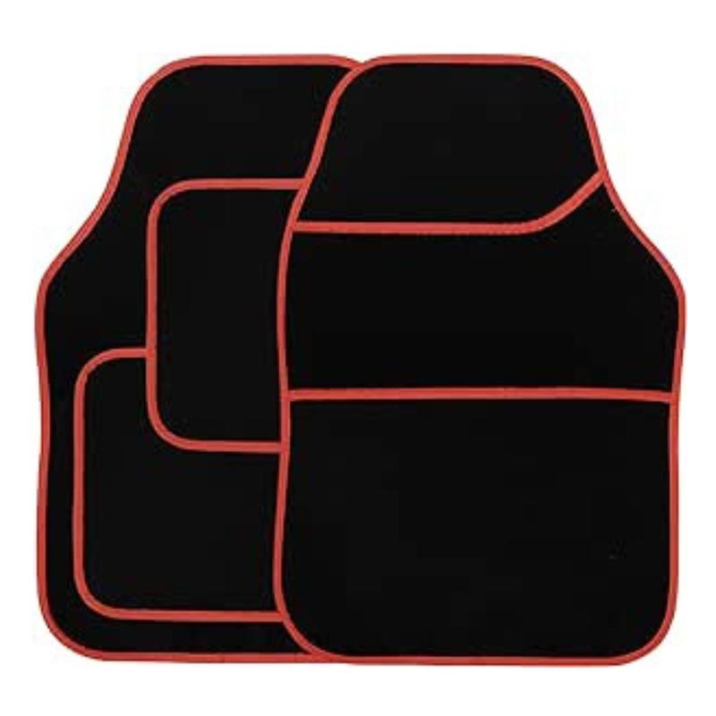 4PCS HEAVY DUTY UNIVERSAL BLACK CARPET & RUBBER MAT SET NON SLIP MATS 2