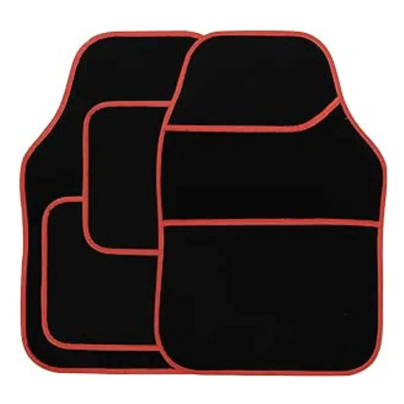 4PCS HEAVY DUTY UNIVERSAL BLACK CARPET & RUBBER MAT SET NON SLIP MATS 2