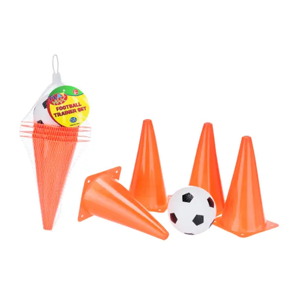 Football Trainer Set for Kids Includes 4 Cones and Soft Football