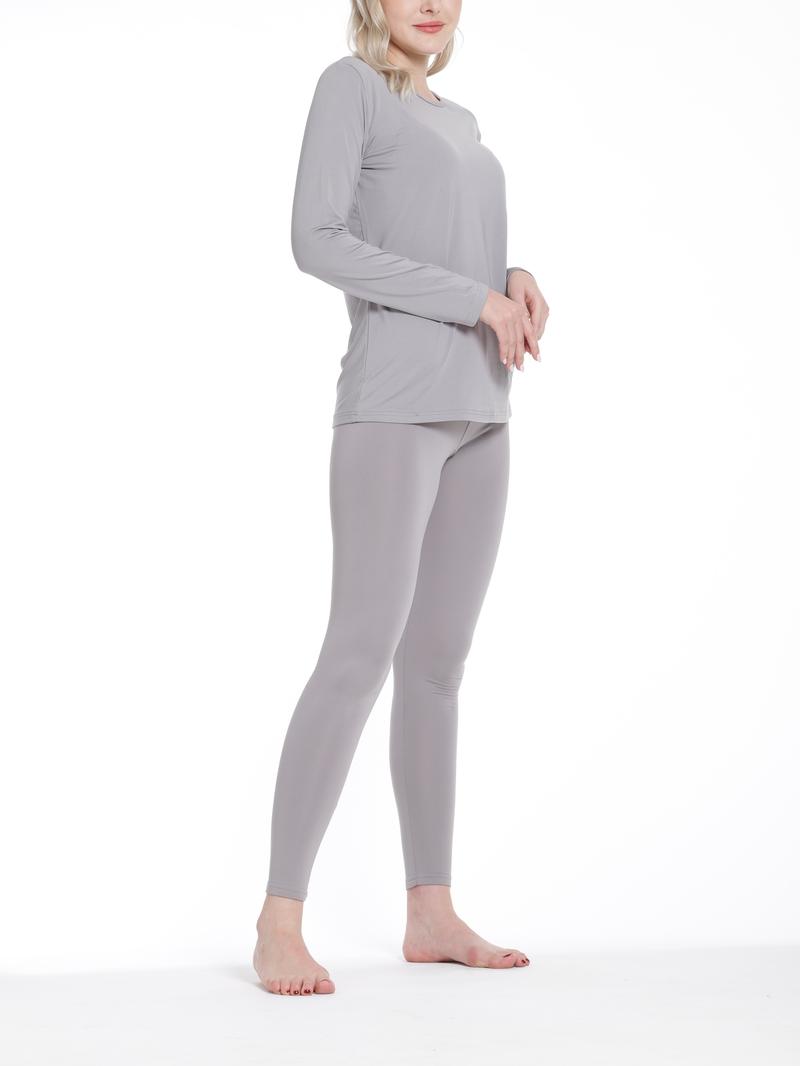 Product Introduction of Seamless Thermal Underwear Set, Long Sleeve Crew Neck Tops & Pants, Women's Loungewear & Underwear 24