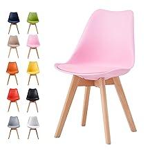 Product Introduction of Set of 4 Dining Chairs Wooden Legs Soft Cushion Pad Stylish DELUXE Retro Lounge Dining Office EVA (White) 22