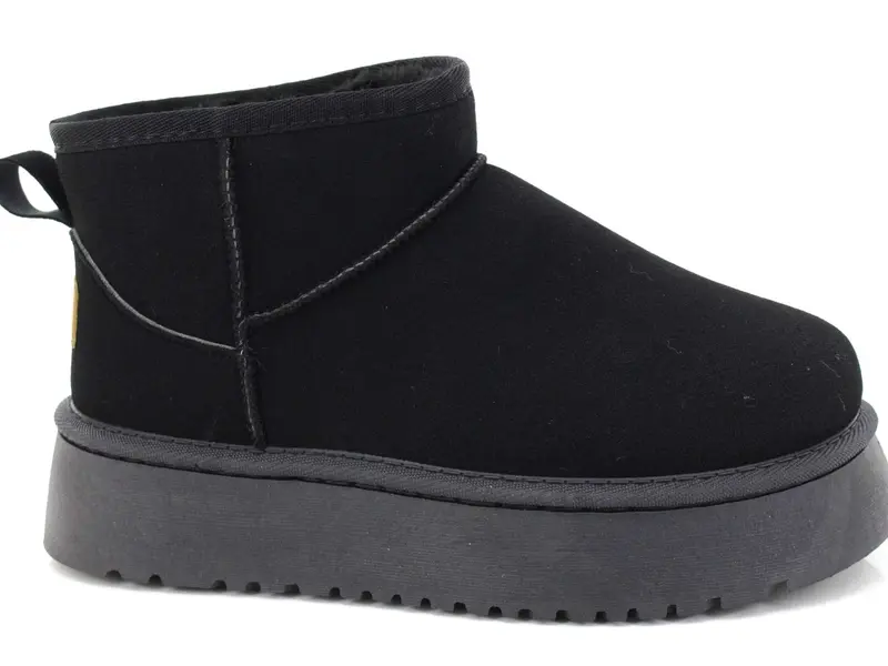 Womens Faux Fur Slip On Platform Snug Boots Ladies Ankle Warm Comfy Shoes 4