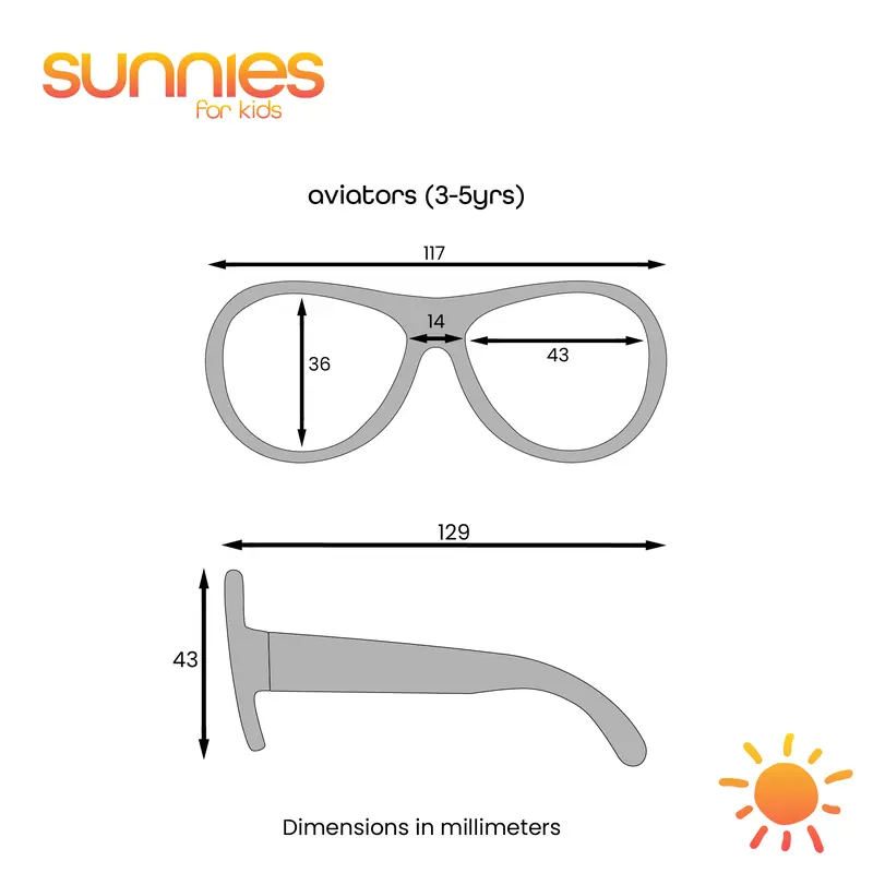Sunnies Aviator `Sunglasses - Age 3-5 years - Children’s Sunglasses - UV Protection - Flexible and Shatter-Resistant 3