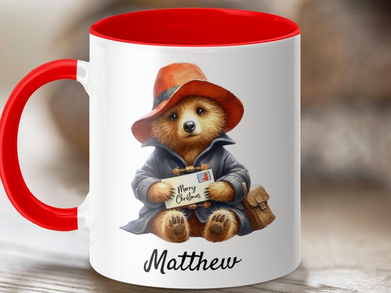 Bear Mug, Personalised 11oz Ceramic Mug, Christmas Gift, Children's Stocking Filler Drinkware Drinkware Reusable Cup Drink obsession festive  mugs 1
