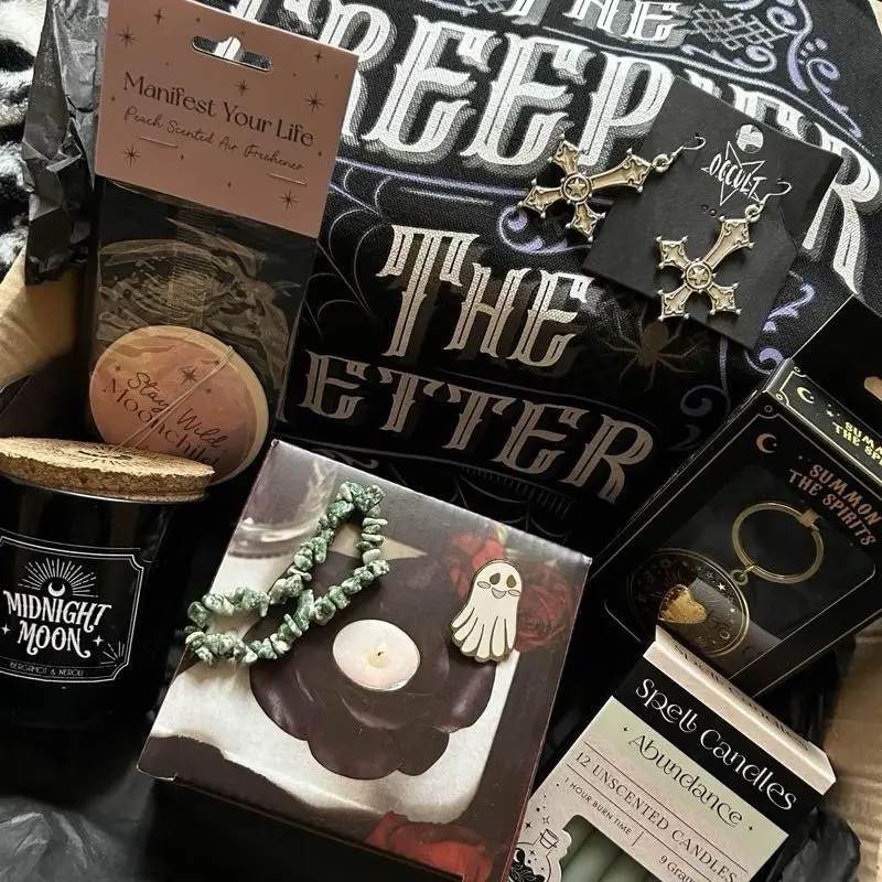 The Goth Vibes Bundle: Witchy & Gothic Bundle including a gothy tote bag, candles, incense, homeware & crystals 1