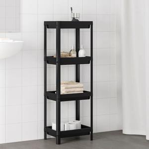 Versatile Black 4 Tier Shelf with Drainage Design - Durable and Space Saving for Small Bathrooms or Rooms - Organiser, Racks