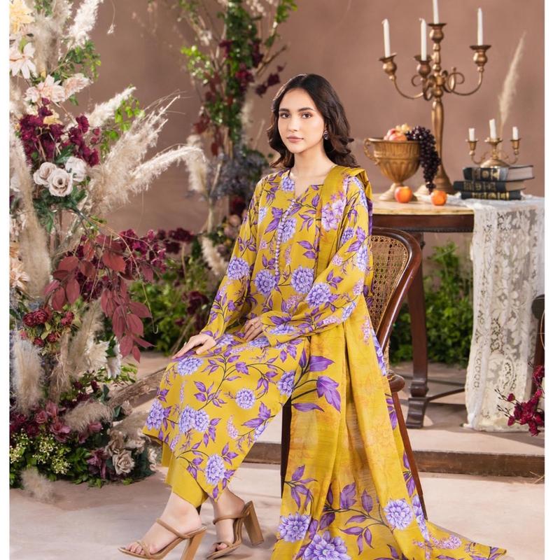A09- Cia by Gull Jee - Women's Linen Three Piece Suit - Kameez and Trousers 1