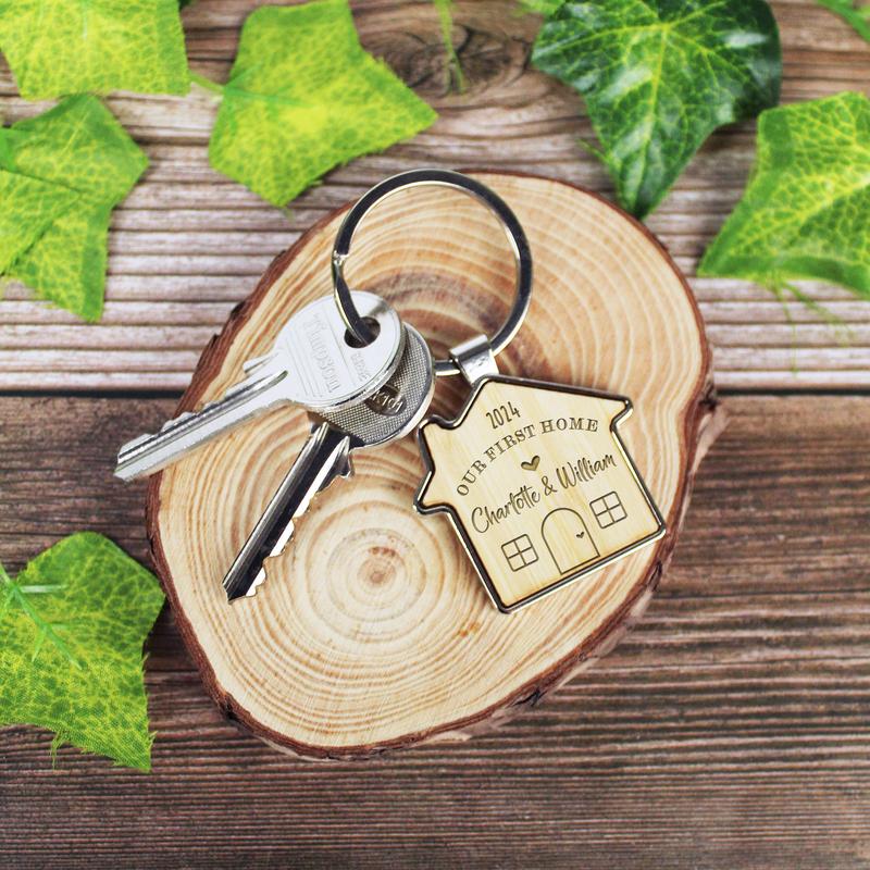 Our First Home Couples Keyring, Personalised House Warming Key Chain, Set of 2 Moving House Gift, New Home Keyrings, His & Hers Homeowner 4