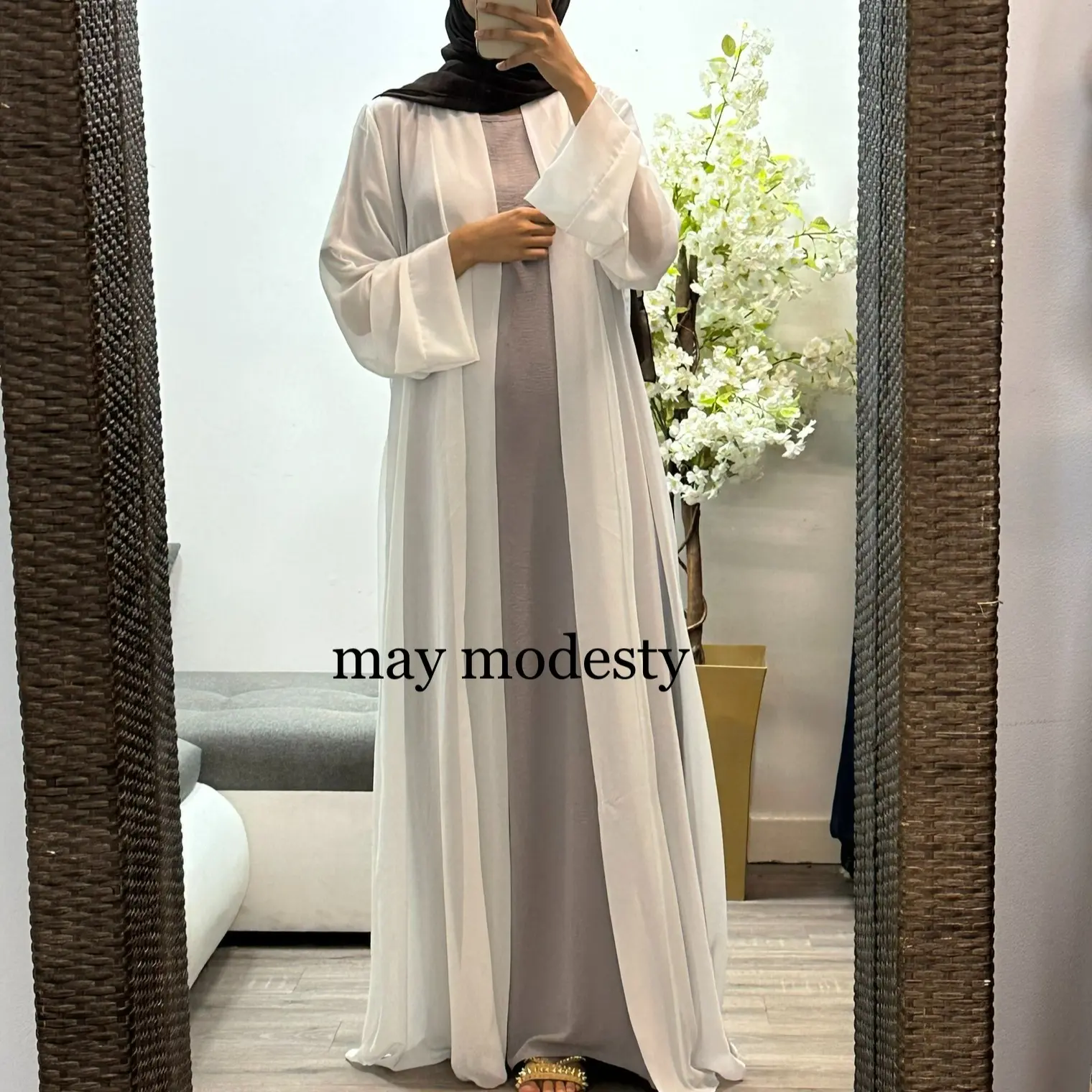May modesty chiffon open abaya cardigan with belt only open/outer abaya you will get perfect for summer (50—58)