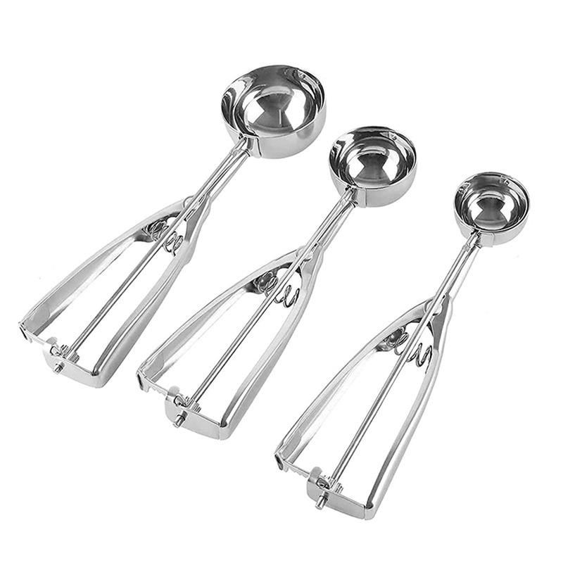 4/6cm Cake Mechanical Cookie Dough Ice Cream Scoop Stainless Steel Spoon UK 2