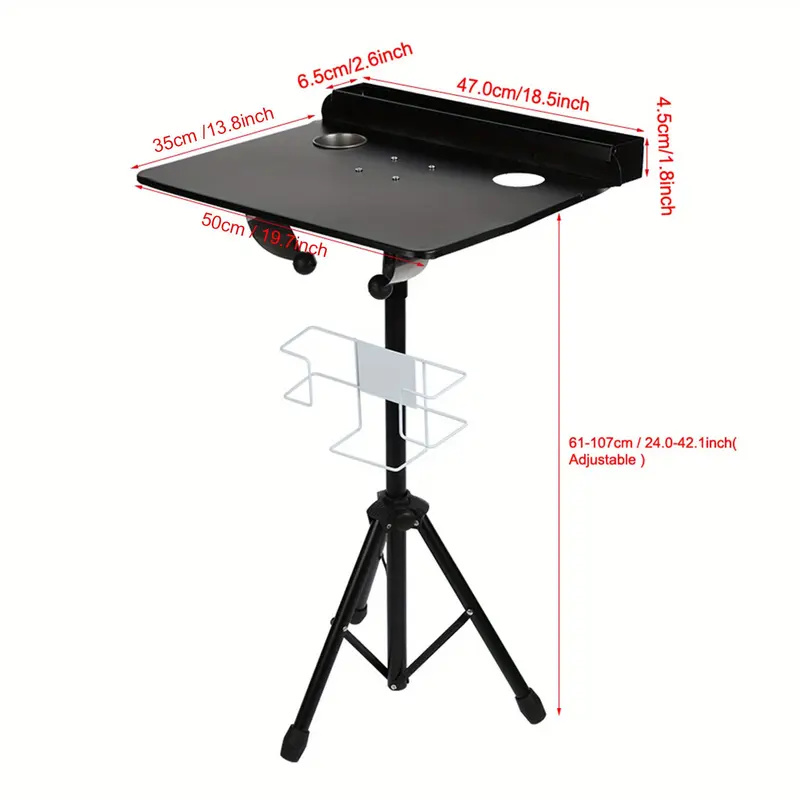 Tattoo Work Station Large Portable Tattoo Workstatio Portable collapsible Detachable Mobile Table Adjustable Height Stand Salon Instrument Table Workbench for Tattoo Supplies and Equipment- with removable Tray, Disassembled design 1