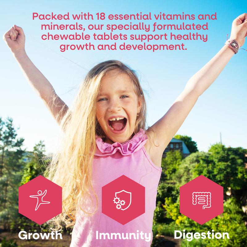Vegetology Vegan Kids Strawberry Flavoured MultiVit – Chewable Immune, Energy & Growth Support for Ages 4+ | 60 Tablets 3