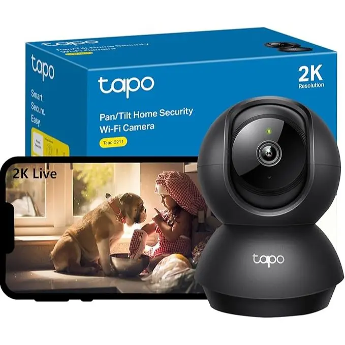 Tapo Indoor Camera for Security, Wifi Camera, 2K 3MP, 360° Baby and Pet Monitor, CCTV, AI, Smart Motion Detection & Tracking, Night Vision, Works with Alexa & Google Home, Elegance Black (Tapo C211) 0