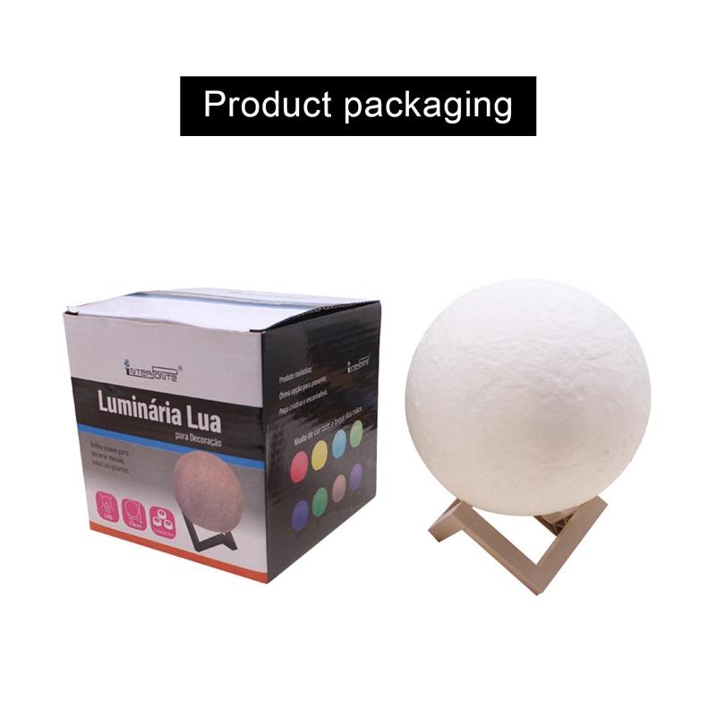 Product Introduction of 8Cm Moon Lamp LED Night Light Battery Powered with Stand Starry Lamp Bedroom Decor Night Lights Kids Gift Moon Lamp 6