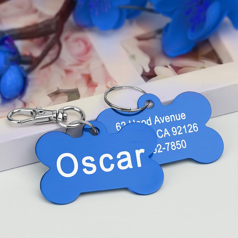 Product Introduction of Personalized Dogs Cats ID Tag Custom Alloy Bone Puppy Kitten Collar Accessories Anti-lost Pet Name Tags for Small Large Dog Cat 11