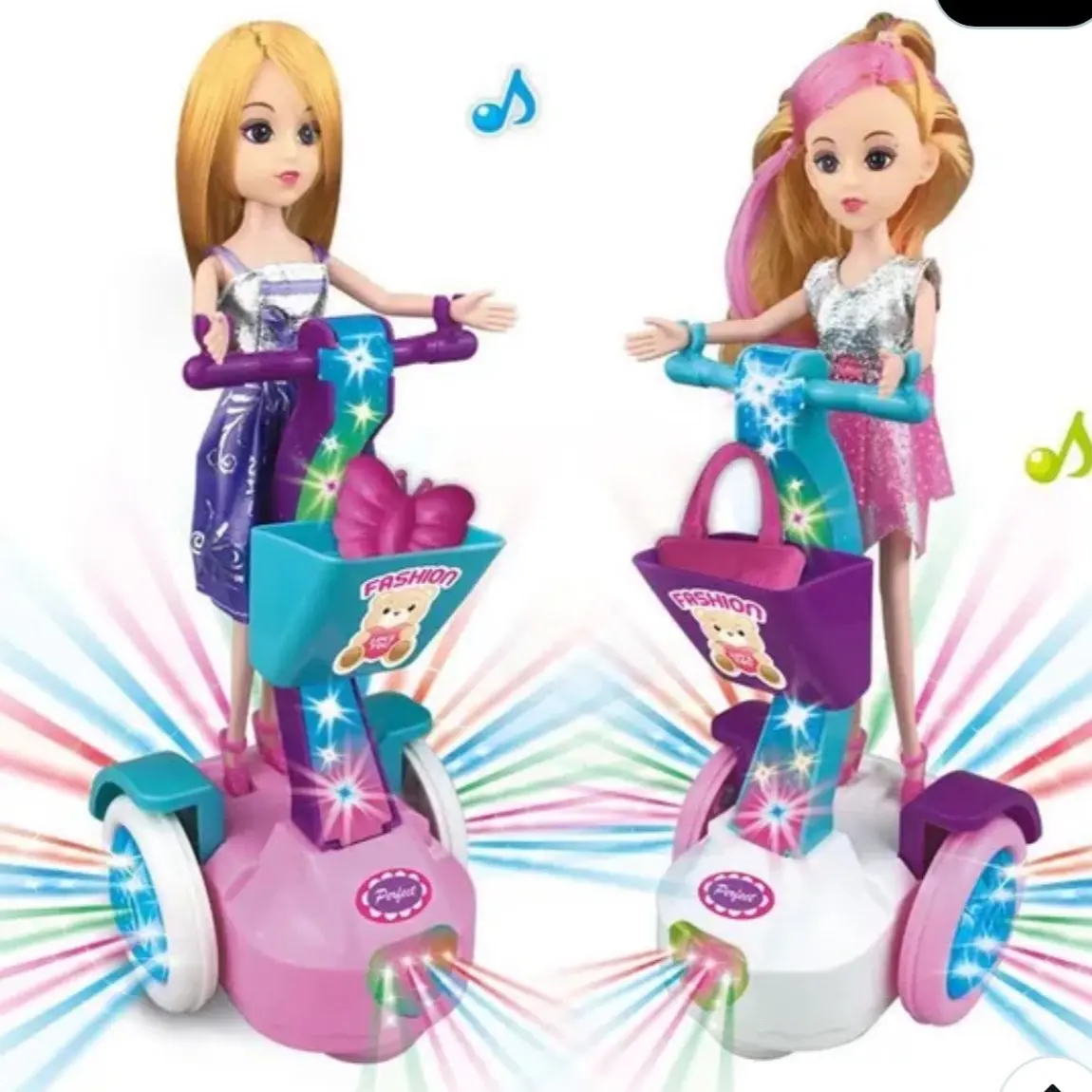 Girls Doll Toy Automatic Walking Electric Balance Car with Lights And Music