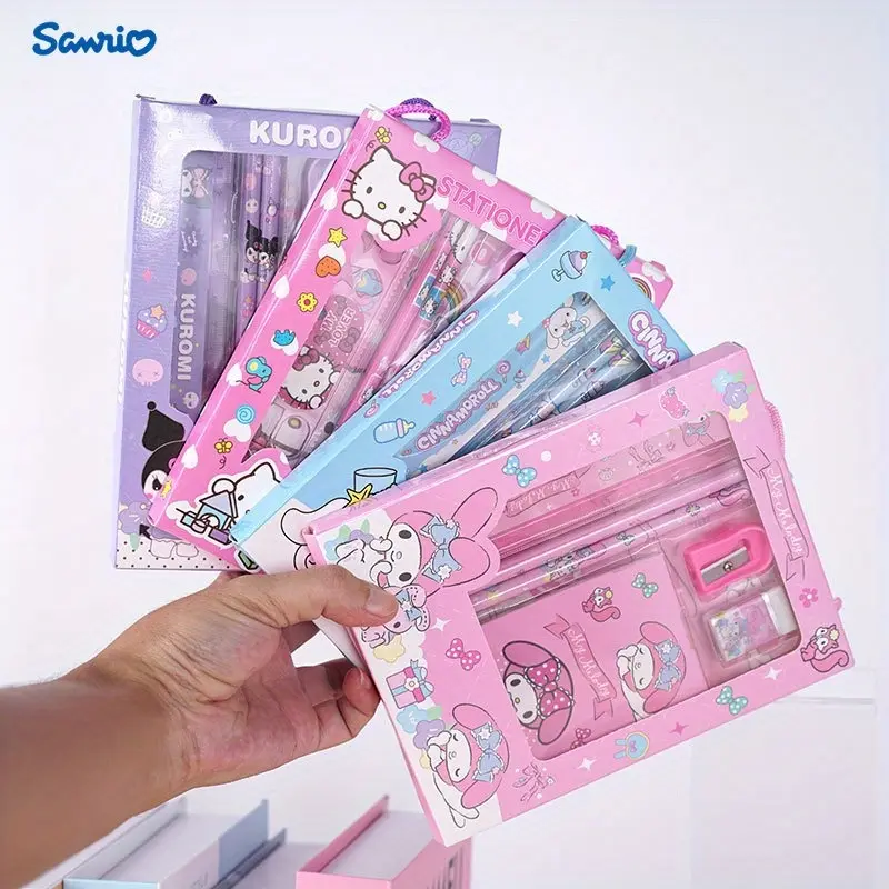 Sanrio Hello Kitty and Kuromi Stationery Set, PVC Desktop Organizer, School Supplies Gift Box, Birthday, Christmas, New Year Gifts, Office Supplies, Educational Materials, Student Prizes 2