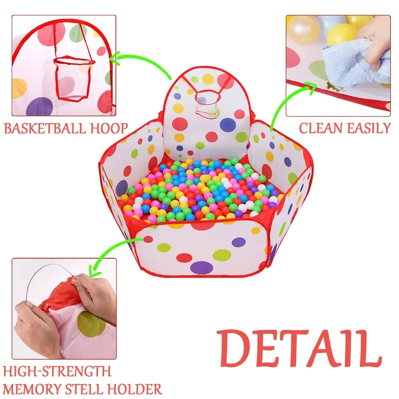 Kids Ball Pit Pop Up Play Tent Playhouse With Basketball For Childrens Boys Girls Baby Birthday Toy Themed Pretend Indoor Outdoor Games Party Crawl (Balls Not Included) sea and beach accessories 2