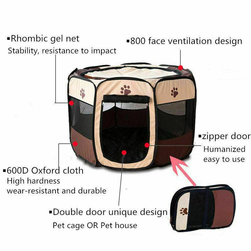 Product Introduction of Large Portable Pet Dog Cat Playpen Tent Oxford Fabric Fence Kennel Cage NEW 7