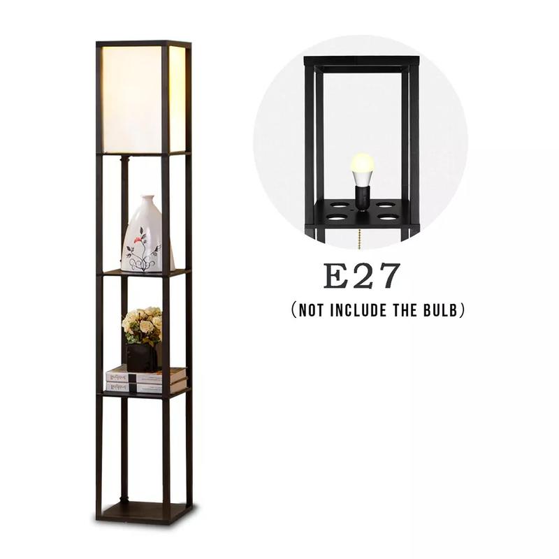 Floor Lamp Free Standing Wood 3-Tier Storage Shelf Reading Bedroom Living Room 5