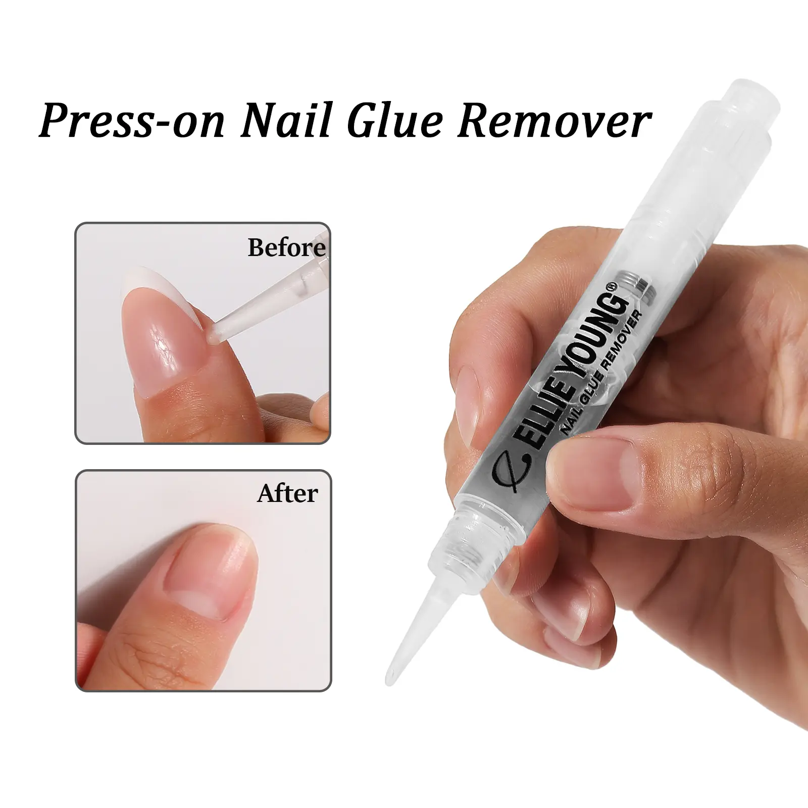 Ellie Young Nail Glue Remover , 5ml Nail Glue Removal Pen, Nourishes Nails While Removing, Acetone-Free & Gentle, Infused with 5% Vitamin E