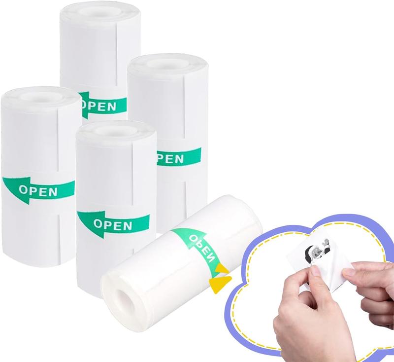 Product Introduction of 【UK SELLER Delivered with in 48H】5/10 Rolls Mini Pocket Printer Sticker Paper for Bluetooth Portable Printer Peripage, Self-Adhesive Mini Printer Paper-57x25mm 13