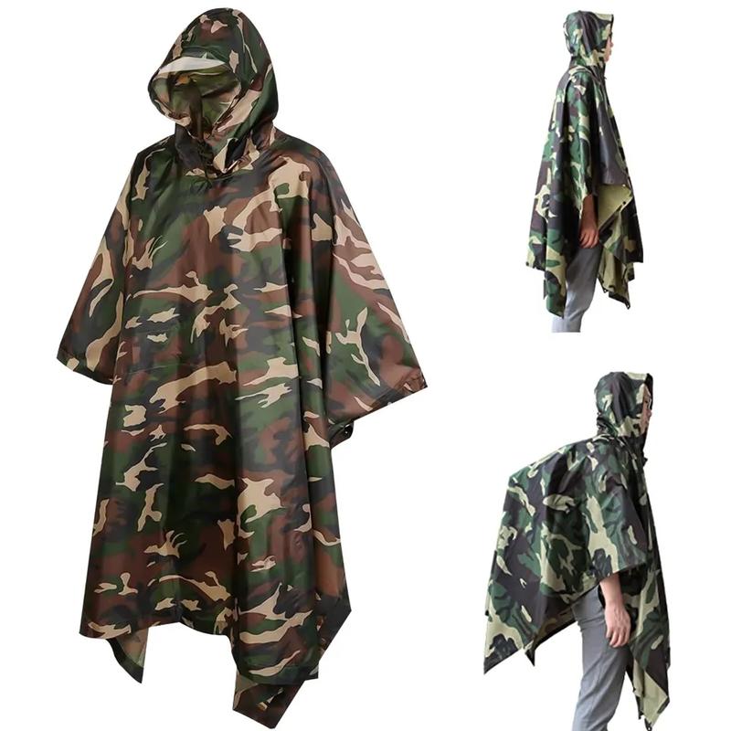 Rain Poncho Bicycle Waterproof Raincoat Cover Cape Hooded Hiking Fishing 1