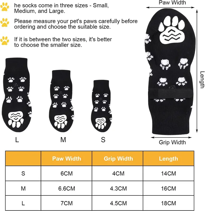 2 Pairs Anti Slip Dog Socks, Paws Stop Licking Dog Grip Socks, Pet Paw Protector, Dog Claw Socks Dog Slippers with Adjustable Strap for Puppy Dog Indoor Outdoor Hardwood Floor Walking (S) 1