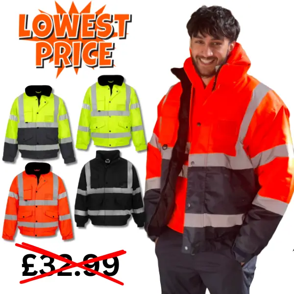 Mens Outdoor Stylish Long Sleeve Visibility Bomber Jacket Waterproof Padded  Casual Tops Menswear Security Coats