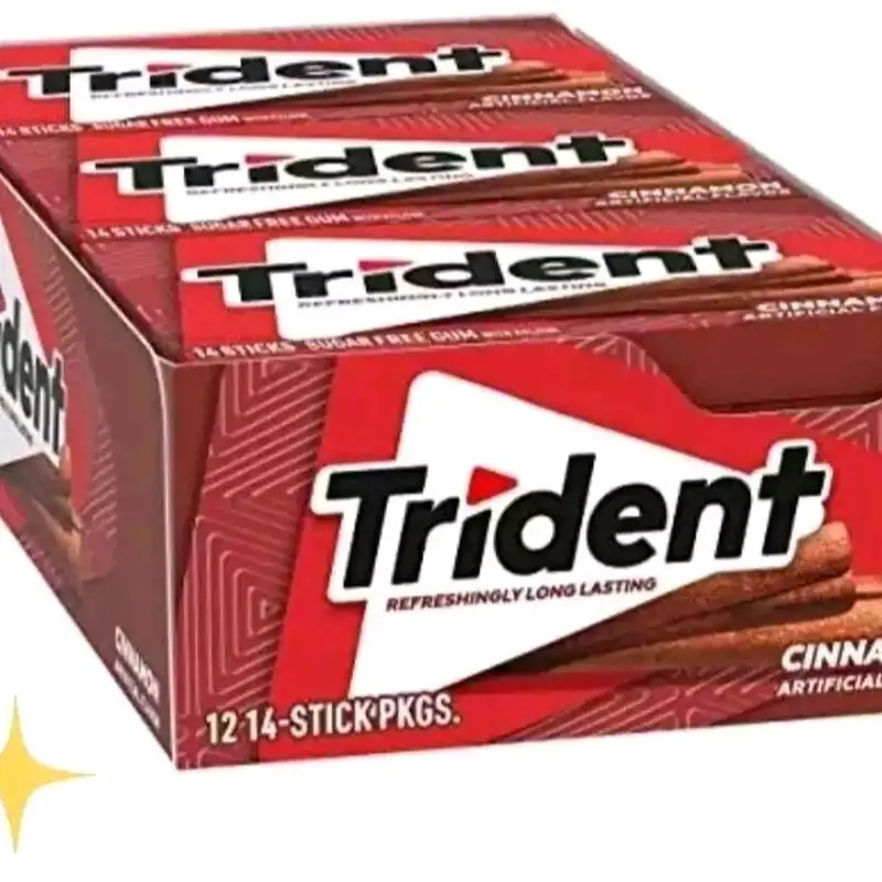 Trident Cinnamon Flavour Sugar Free Gum, 12 Packs of 14 Sticks Each - US Imported Snack 0