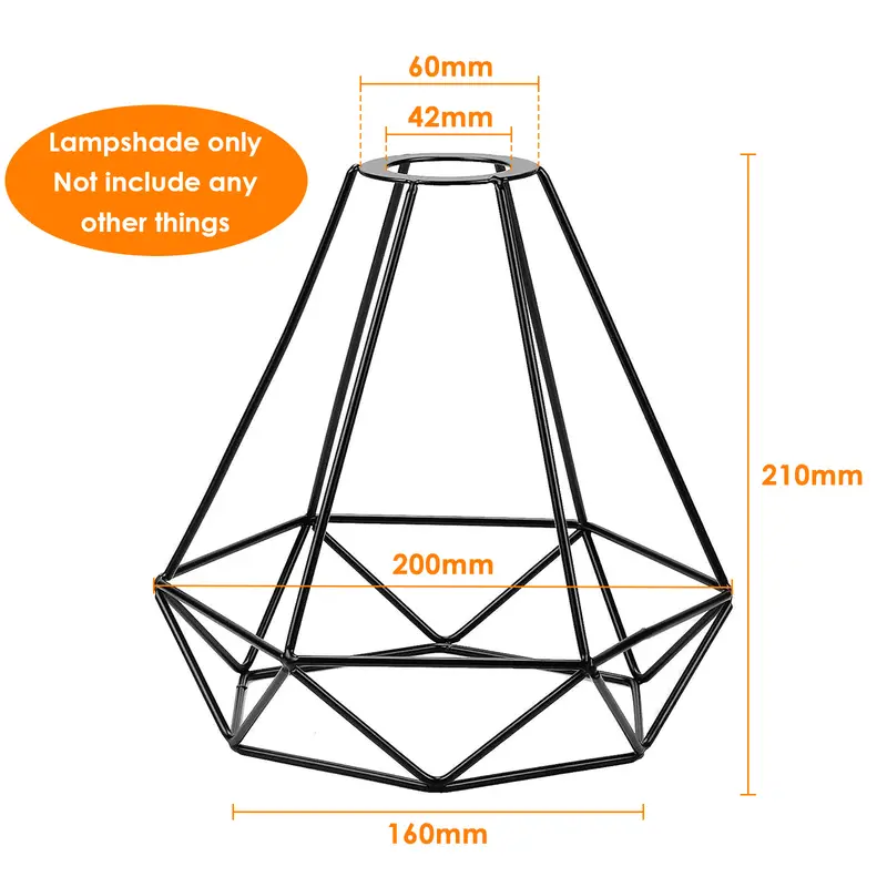 GoDyna 2PCS Vintage Birdcage Lampshade Retro DIY Black Lampshade Metal Wire Cage Lamp Shade Industrial Geometric Ceiling Pendant Light Shade for Wall Light Kitchen Living Room Hallway Indoor Outside 8