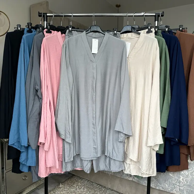 Linen Feel Comfortable Two-Piece Top and Trousers Set 2