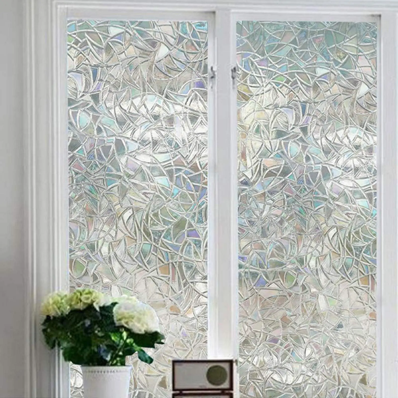 GoDyna 3D Window Film 90x200cm Privacy Window Film Self Adhesive Glass Film Window Stickers Non Adhesive Film for Bedroom Bathroom Living Room Office