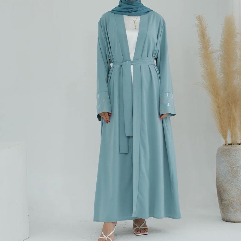 Moon Embroidery open Kamino abaya/ Open kamino Abaya muslimah style islamic wear lover 4