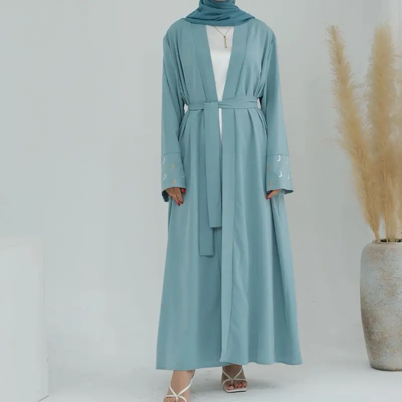 Moon Embroidery open Kamino abaya/ Open kamino Abaya muslimah style islamic wear lover 4