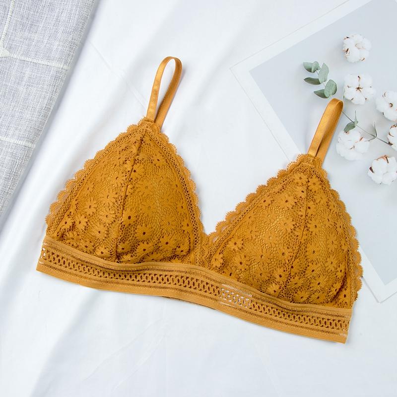 Product Introduction of Women Lace No Steel Ring Bra Beauty Back Wrapped Chest Comfortable Brassiere Stretch Thin Triangle Cup Padded Underwear New 6