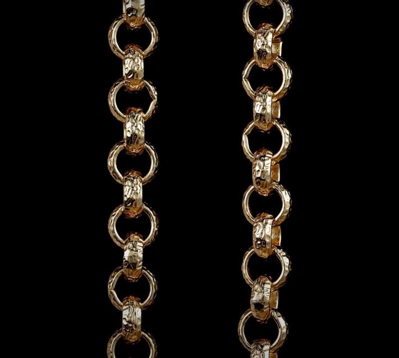 Bling King London 12mm Gold Diamond Cut Pattern Belcher Chain Necklace - 20/24 Inch 2