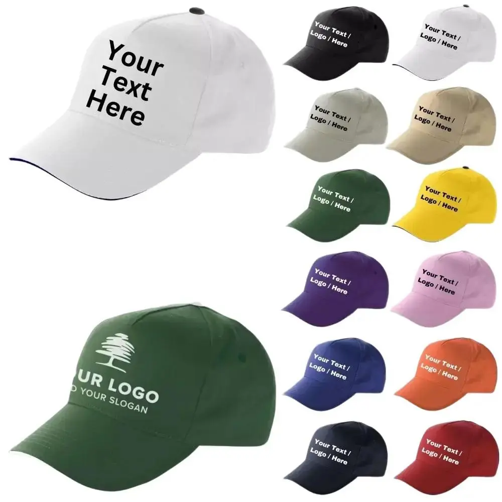 Personalised Baseball Cap Contrast Custom Text Logo Print Unisex Hat