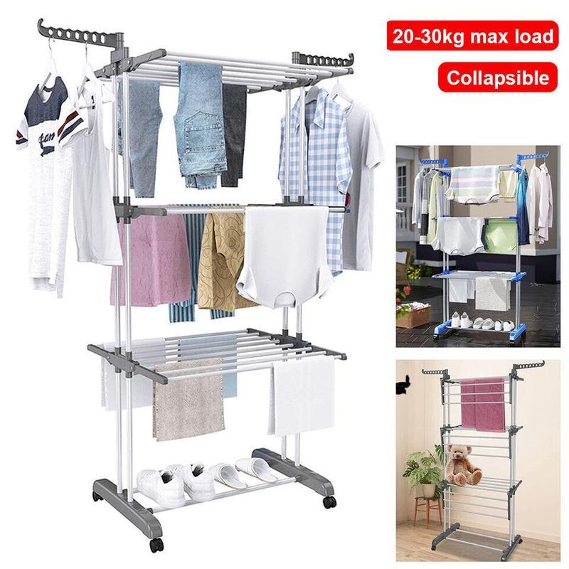 4 Tier Foldable Laundry Dryer Rack Extra Large Bedroom Outdoor Clothes Airer Accessories Hanger Hangable 3
