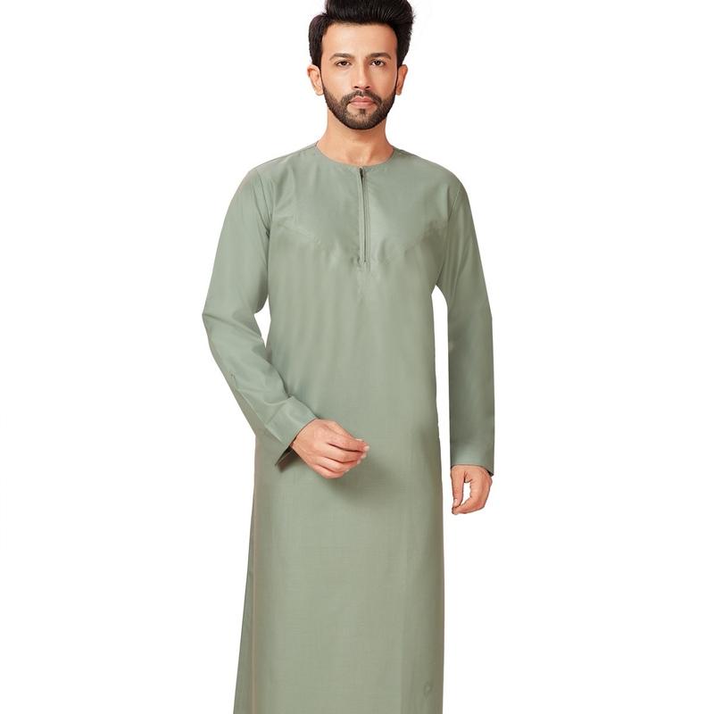 Classic Omani Thobe Men’s Jubba Mint Green Matte Cotton Finish 3